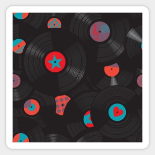 Vinyl records disc collection. Seamless pattern. Sticker